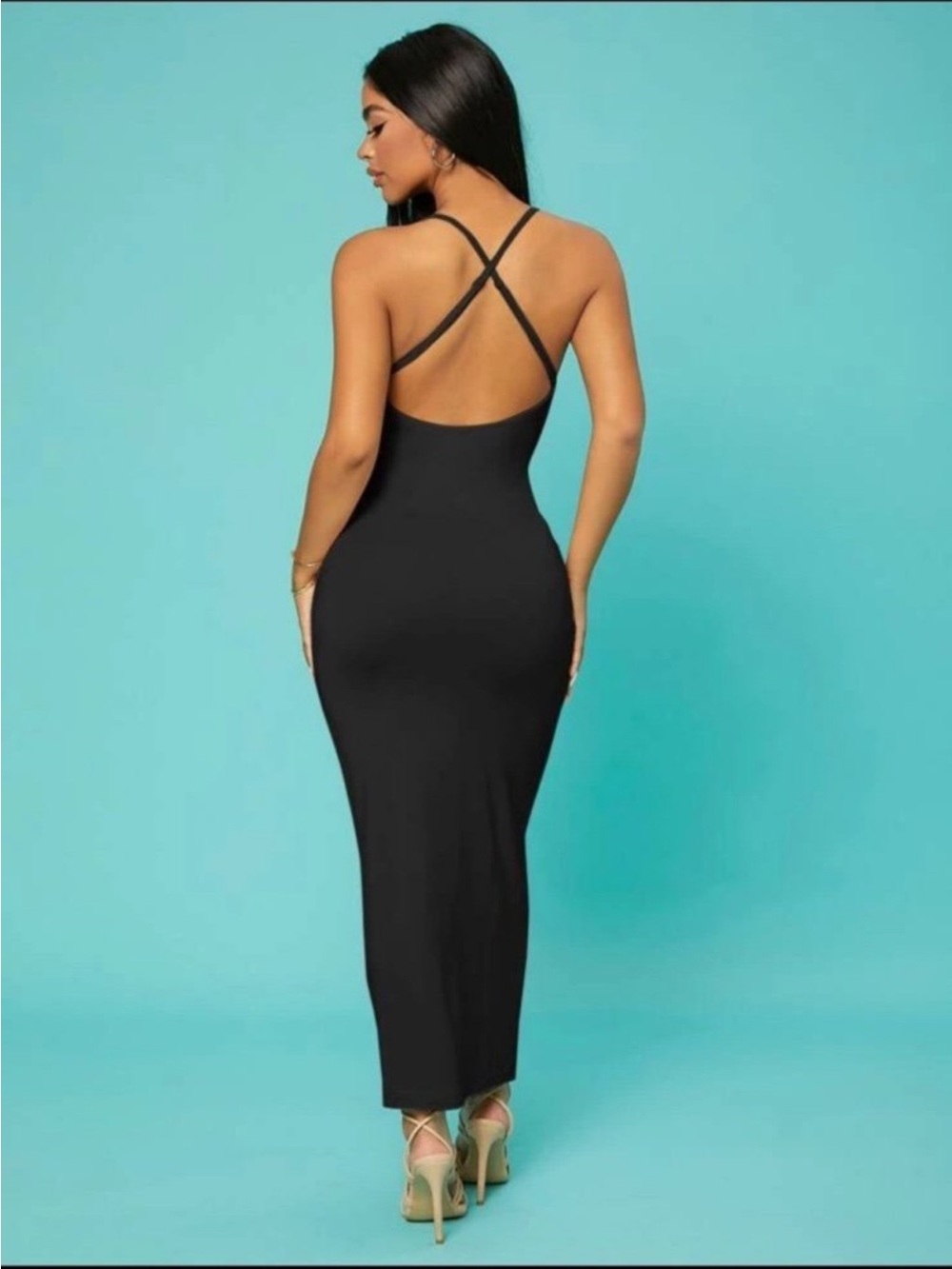 Solid Black Maxi Dress - Picture 2 of 5